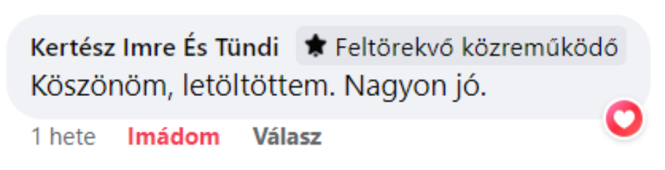 Köszönöm, letöltöttem, nagyon jó.